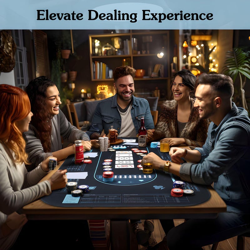 RUNNING HOT Exclusive Pro Poker Mat: 70" x 35", Anti-Slip, Durable, Foldable Design with Poker Probability Guide - Ideal for Casino Games, Carrying Bag Included - Image 5